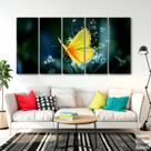 Quadro Decorativo - Borboleta Amarela -Tela em Tecido 5 peças