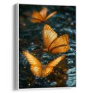 Quadro decorativo Borboleta Dourada Dançando na Chuva de Luzes - Art Canvas