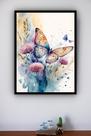 Quadro Decorativo Borboleta Flores Aquarela - 70x50cm Quadro Decorativo Borboleta Flores Aquarela - 70x50cm