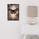 Quadro Decorativo Borboleta - Roxo e Laranja 45x34cm - com vidro