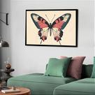 Quadro Decorativo Borboleta Verde Vintage - 50x70cm