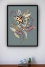 Quadro Decorativo Borboletas Ramo de Flor - 70x50cm