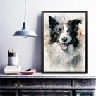 Quadro Decorativo Border Colie Aquarela 45x34cm - com vidro