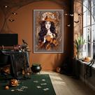 Quadro Decorativo Bruxa Tons Terrosos 70x50cm Mold Preta