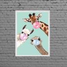 Quadro Decorativo Bubble Gum Animals 24x18cm