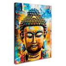 Quadro Decorativo Buda Colorido Rosto Budismo Tela Grande Sala Quarto Escritório Consultorio Hall 80x50cm borda Infinita