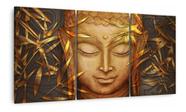 Quadro Decorativo Buda Design Dourado Mosaico 3 Peças