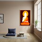 Quadro Decorativo Buda Em Tons Alaranjados - 70x50cm