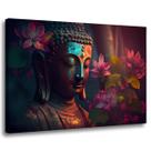 Quadro Decorativo Buda Flor Lotus Moderno em Tela Canvas Ideal para Sala Quarto ou Espaço Zen 60x90cm Borda Infinita