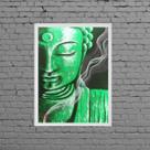 Quadro Decorativo Buda Verde 45x34cm - com vidro