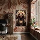Quadro Decorativo Caboclo Chefe Indígena - 70x50cm