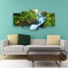 Quadro Decorativo Cachoeira Árvores 5pc 129x61 Sala Quarto Quadro Decorativo Cachoeira Árvores 5pc 129x61 Sala Quarto