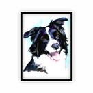 Quadro Decorativo Cachorro Border Collie Colorido em Moldura