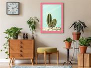 Quadro Decorativo Cacto Tropical C/ Moldura e Vidro 33x25 A4
