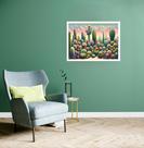 Quadro Decorativo Cactos com Flores - 50x70cm
