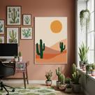 Quadro Decorativo Cactos No Deserto-70x50cm Mold Branca