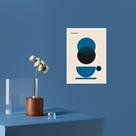 Quadro Decorativo Café Azul - Bauhaus 45x34cm - com vidro