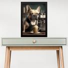 Quadro Decorativo Café - Bulldog Francês 24x18cm - com vidro