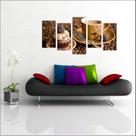 Quadro Decorativo Cafeterias Café Padarias Pães Bolos Gourmet Decorações Salas 5 peças com Moldura