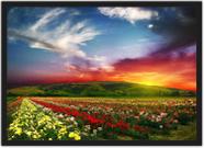 Quadro Decorativo Campo Flores Jardim Sol Paisagem Natureza Decorações Com Moldura
