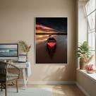 Quadro Decorativo Canoa Vermelha-70x50cm Cor:Moldura Branca