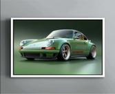 Quadro Decorativo Canvas Com Moldura Filete Carros Porsche Retrô Carro