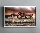 Quadro Decorativo Canvas Filete Cavalos Animais Natureza Cavalo Mar Praia