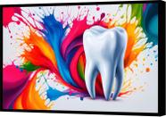 Quadro Decorativo Canvas Filete Dentista Odontologia Dente Branco
