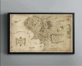 Quadro Decorativo Canvas Filete Premium Séries O Senhor Dos Aneis Mapa Terra Média