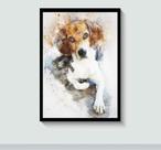 Quadro Decorativo Cão da raça Beagle com Moldura E Acetato Tamanho A3