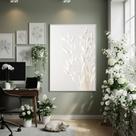 Quadro Decorativo Capim Branco 70x50cm Mold Branca