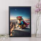 Quadro Decorativo Capivara Super Héroi 24x18cm - com vidro