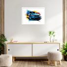 Quadro Decorativo Carro Esportivo Aquarela - 50x70cm