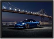 Quadro Decorativo Carro Porsche Azul Quartos Salas Decoração Com Moldura