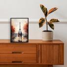 Quadro Decorativo Casal Em Paris perfeitos para quartos, salas, cozinha e escritorios. 15x20, Moldura Pinus.