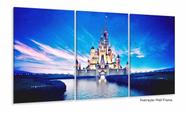Quadro Decorativo Castelo Disney Lago 120x60 em tecido 3 peças