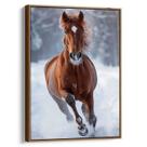 Quadro decorativo Cavalo Corajoso Galopando na Neve Imaculada - Art Canvas
