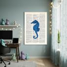 Quadro Decorativo Cavalo Marinho Azul 70x50cm Mold Branca Quadro Decorativo Cavalo Marinho Azul 70x50cm Mold Branca