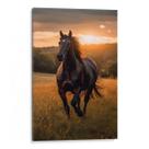 Quadro decorativo Cavalo Preto Galopando Sob o Céu Dourado - Art Canvas