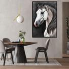 Quadro Decorativo Cavalo Sala Moldura Preta Cx Alta 40x60