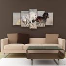 Quadro Decorativo Cavalos Correndo Hd 129x61 Quarto Sala