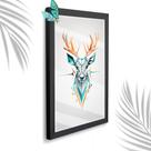Quadro Decorativo Cervo Abstrato + Vidro 33x25 Escritório