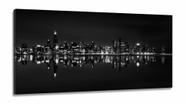 Quadro Decorativo Cidade Branco Preto 130x60 em Tecido Canvas Sala Quarto