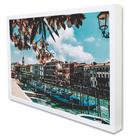 Quadro Decorativo Cidade de Veneza - As Gôngolas e as Flores em Moldura Caixa