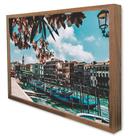 Quadro Decorativo Cidade de Veneza - As Gôngolas e as Flores em Moldura Caixa
