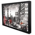 Quadro Decorativo Cidade Londres - Big Bem Preto, Branco e Vermelho em Moldura Caixa