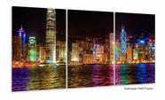 Quadro Decorativo Cidade Moderna Iluminada 120x60 Quadro Decorativo Cidade Moderna Iluminada 120x60