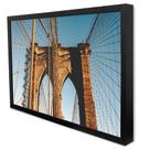 Quadro Decorativo Cidade Nova York Brooklyn Bridge - Linhas Convergentes em Moldura Caixa
