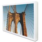 Quadro Decorativo Cidade Nova York Brooklyn Bridge - Linhas Convergentes em Moldura Caixa