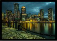 Quadro Decorativo Cidades Boston Estados Unidos Paisagem Empresas Quartos Salas Com Moldura RC104